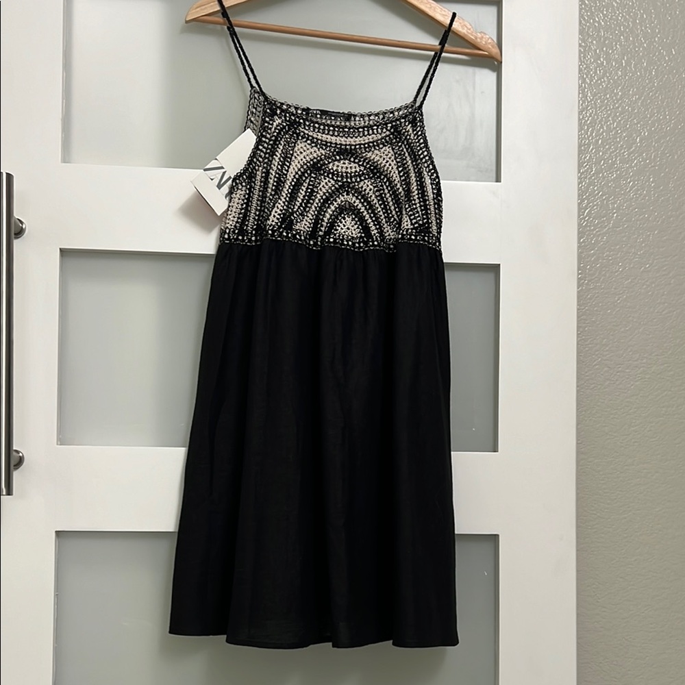 NWT. Black Dress with Beaded Bodice